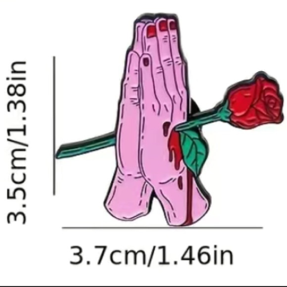 (3/$15) Hands With Rose Enamel Pin - Picture 2 of 3